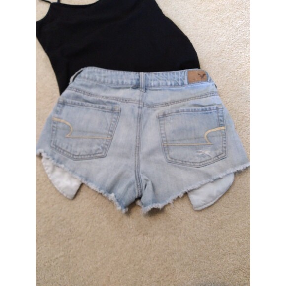 Lace Pockets American Eagle Distressed Jean Shorts Size 0 - Picture 3 of 5